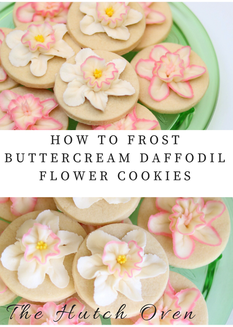 how to frost buttercream daffodil flower cookies for Spring